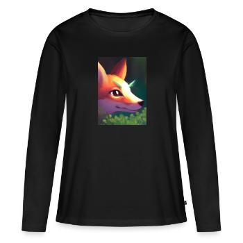 Niedliche Fuchs-Malerei - Frauen Premium Bio Langarmshirt - Schwarz - Vorne - Julia (174cm)