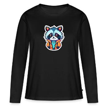 Illustration de raton laveur - T-shirt manches longues Premium bio Femme - noir - Devant - Julia (174cm)