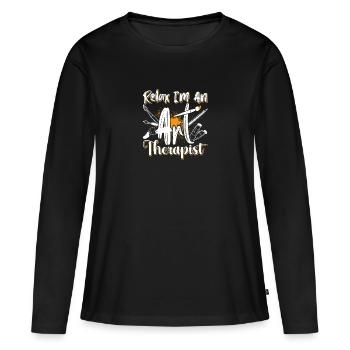 Art-Thérapeute, Dessin Graphique, Design d’Art - T-shirt manches longues Premium bio Femme - noir - Devant - Julia (174cm)