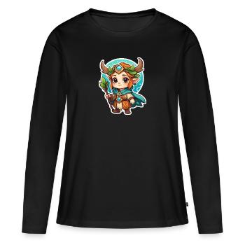 Druide Mignon Illustration - T-shirt manches longues Premium bio Femme - noir - Devant - Julia (174cm)