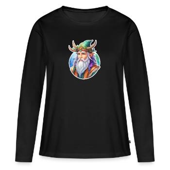 Aquarelles de druide - T-shirt manches longues Premium bio Femme - noir - Devant - Julia (174cm)