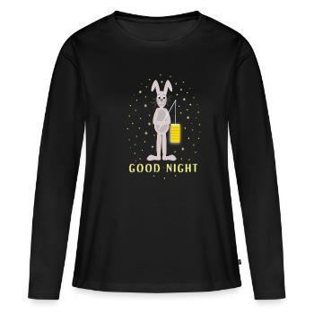 bonne nuit chemise de couchage bonne nuit - T-shirt manches longues Premium bio Femme - noir - Devant - Julia (174cm)