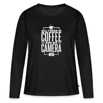 Photographie photo photo photo cadeau - T-shirt manches longues Premium bio Femme - noir - Devant - Julia (174cm)