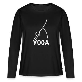 Exercice de yoga - T-shirt manches longues Premium bio Femme - noir - Devant - Julia (174cm)