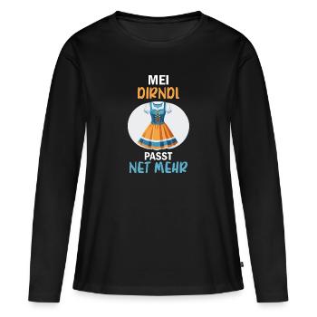 Damen Mei Dirndl Tracht Bayrisch Trachten Ersatz - Frauen Premium Bio Langarmshirt - Schwarz - Vorne - Julia (174cm)