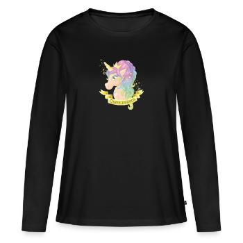 Queen pastel unicorn - T-shirt manches longues Premium bio Femme - noir - Devant - Julia (174cm)