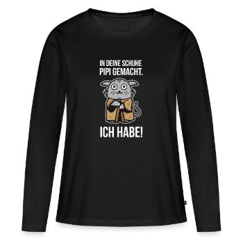 Katze Katzen Pipi Katzenklo Science-Fiction Film - Frauen Premium Bio Langarmshirt - Schwarz - Vorne - Julia (174cm)