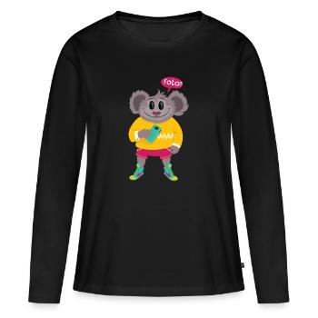 Modisches Foto -Tier möchte ein selbstportrait - Frauen Premium Bio Langarmshirt - Schwarz - Vorne - Julia (174cm)