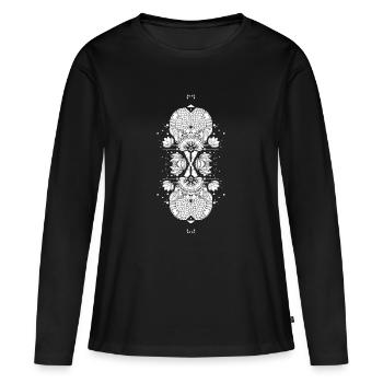 Mandala de nénuphar - T-shirt manches longues Premium bio Femme - noir - Devant - Julia (174cm)
