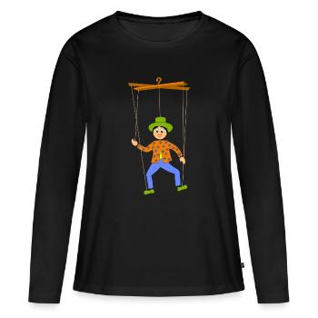 marionnettes - T-shirt manches longues Premium bio Femme - noir - Devant - Julia (174cm)