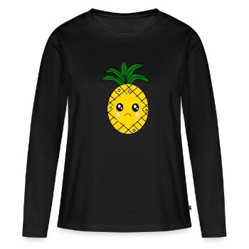 Ananas Kawaii Fruits Kawaii Fruits Kawaii - T-shirt manches longues Premium bio Femme - noir - Devant - Julia (174cm)