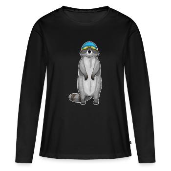 Été pour la baignée de natation des ratons laveurs - T-shirt manches longues Premium bio Femme - noir - Devant - Julia (174cm)