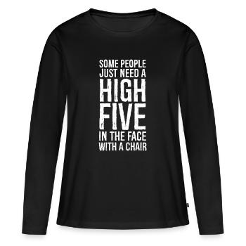 Certaines personnes ont besoin d’un high five sarcastique - T-shirt manches longues Premium bio Femme - noir - Devant - Julia (174cm)