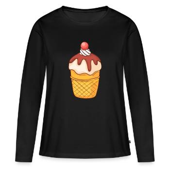 Crème glacée, crème glacée, crème glacée, crème glacée, boule, crème glacée, sundae - T-shirt manches longues Premium bio Femme - noir - Devant - Julia (174cm)