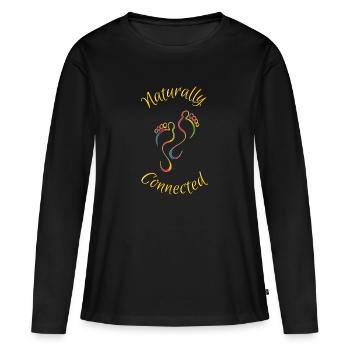 Pieds arc-en-ciel naturellement connectés - T-shirt manches longues Premium bio Femme - noir - Devant - Julia (174cm)