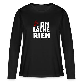 on lâche rien - T-shirt manches longues Premium bio Femme - noir - Devant - Julia (174cm)