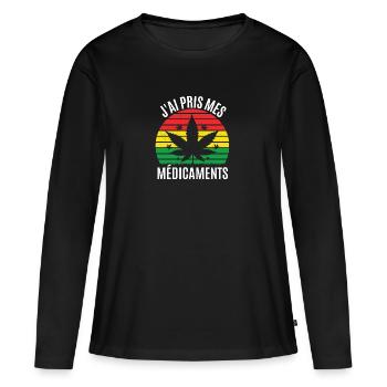 j'ai pris mes médicaments - T-shirt manches longues Premium bio Femme - noir - Devant - Julia (174cm)