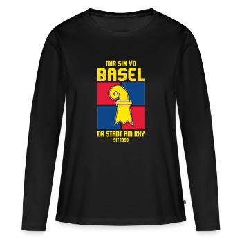 BÂLE - T-shirt manches longues Premium bio Femme - noir - Devant - Julia (174cm)