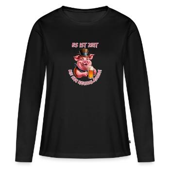 Es ist Zeit die Sau Rauszulassen!-Coole Party Sau - Frauen Premium Bio Langarmshirt - Schwarz - Vorne - Julia (174cm)