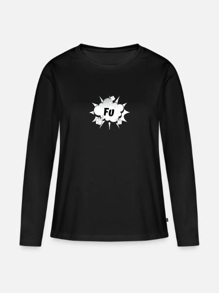 Fu fuck you comic - Frauen Premium Bio Langarmshirt - Schwarz