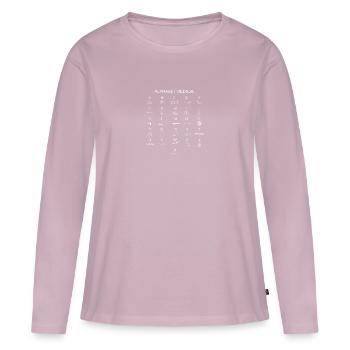 Alphabet médical. Cadeau humoristique pour médecin - T-shirt manches longues Premium bio Femme - rose poudré - Devant - Julia (174cm)