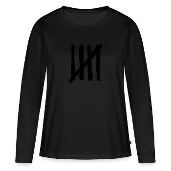 5 bandes - T-shirt manches longues Premium bio Femme - noir - Devant - Julia (174cm)