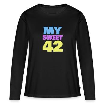 Sweet 42 - Frauen Premium Bio Langarmshirt - Schwarz - Vorne - Julia (174cm)