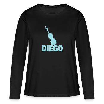 Viola Diego - T-shirt manches longues Premium bio Femme - noir - Devant - Julia (174cm)