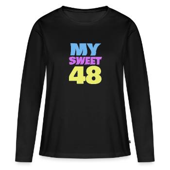 Sweet 48 - Frauen Premium Bio Langarmshirt - Schwarz - Vorne - Julia (174cm)