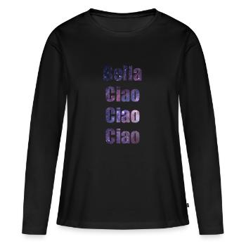 Bella Ciao - T-shirt manches longues Premium bio Femme - noir - Devant - Julia (174cm)