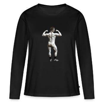 Homme nu avec des chaussettes - T-shirt manches longues Premium bio Femme - noir - Devant - Julia (174cm)