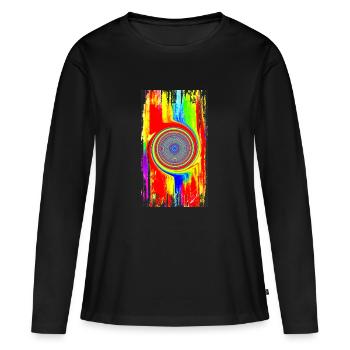 Peinture acrylique « LifeLine » par Marco Eckenbrecht - T-shirt manches longues Premium bio Femme - noir - Devant - Julia (174cm)