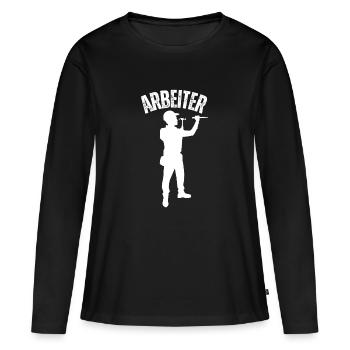 Arbeiter - Frauen Premium Bio Langarmshirt - Schwarz - Vorne - Julia (174cm)