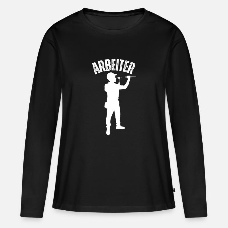 Arbeiter - Frauen Premium Bio Langarmshirt - Schwarz