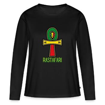 RASTAFARI ANKH REGGAE RASTA - T-shirt manches longues Premium bio Femme - noir - Devant - Julia (174cm)