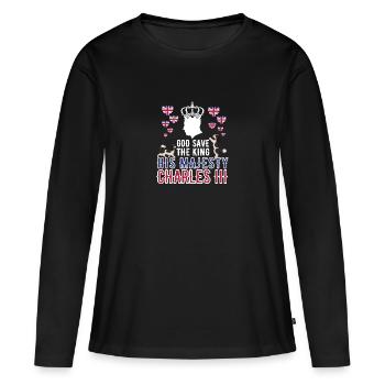 Couronnement du roi britannique Charles Angleterre Drapeau - T-shirt manches longues Premium bio Femme - noir - Devant - Julia (174cm)