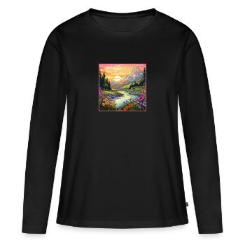 Love Nature à la Jugendstil - Frauen Premium Bio Langarmshirt - Schwarz - Vorne - Julia (174cm)