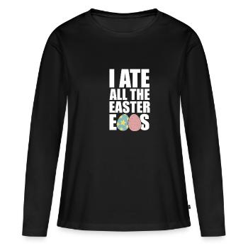 Les oeufs de Pâques mangé de la nourriture de la faim Vacances cadeaux - T-shirt manches longues Premium bio Femme - noir - Devant - Julia (174cm)