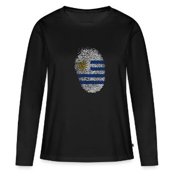 Uruguay - T-shirt manches longues Premium bio Femme - noir - Devant - Julia (174cm)