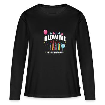 Anniversaire anniversaire cadeau fête ballons - T-shirt manches longues Premium bio Femme - noir - Devant - Julia (174cm)