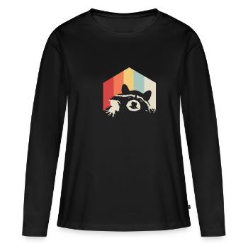 Raton laveur rétro coloré couleurs cadeau forêt nature - T-shirt manches longues Premium bio Femme - noir - Devant - Julia (174cm)