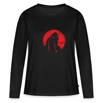 Singe Gorilla Moon Primate Animal cadeau - T-shirt manches longues Premium bio Femme - noir - Devant - Julia (174cm)