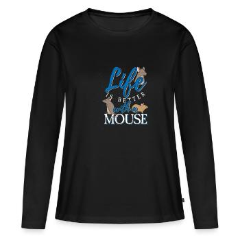 Souris animal de compagnie rat animal nature cadeau rongeur - T-shirt manches longues Premium bio Femme - noir - Devant - Julia (174cm)