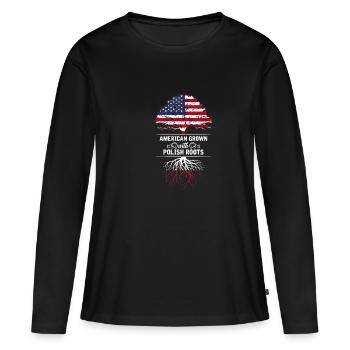 Amérique Pologne - T-shirt manches longues Premium bio Femme - noir - Devant - Julia (174cm)