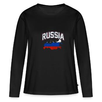 Russie - T-shirt manches longues Premium bio Femme - noir - Devant - Julia (174cm)
