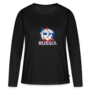 Russie - T-shirt manches longues Premium bio Femme - noir - Devant - Julia (174cm)