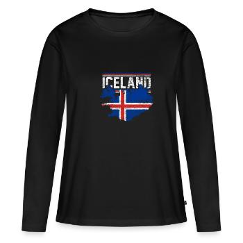 Islande - T-shirt manches longues Premium bio Femme - noir - Devant - Julia (174cm)