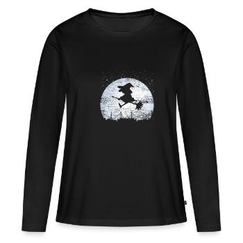 Balai de sorcière cadeau magique de balai de sorcière - T-shirt manches longues Premium bio Femme - noir - Devant - Julia (174cm)