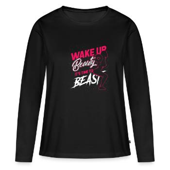 Sport Entraînement Femme Fille Cadeau Squat - T-shirt manches longues Premium bio Femme - noir - Devant - Julia (174cm)