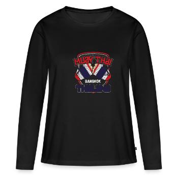 Thaïlande - T-shirt manches longues Premium bio Femme - noir - Devant - Julia (174cm)